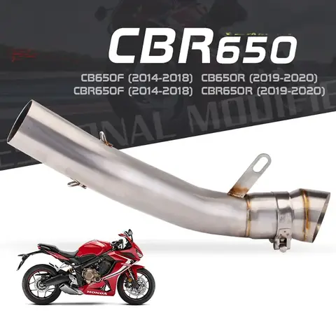 혼다 CB650R CBR650 2019-2022 오토바이 머플러, 배기 미드 링크 파이프, 이스케이프 연결 튜브, 스테인레스 스틸, 63mm