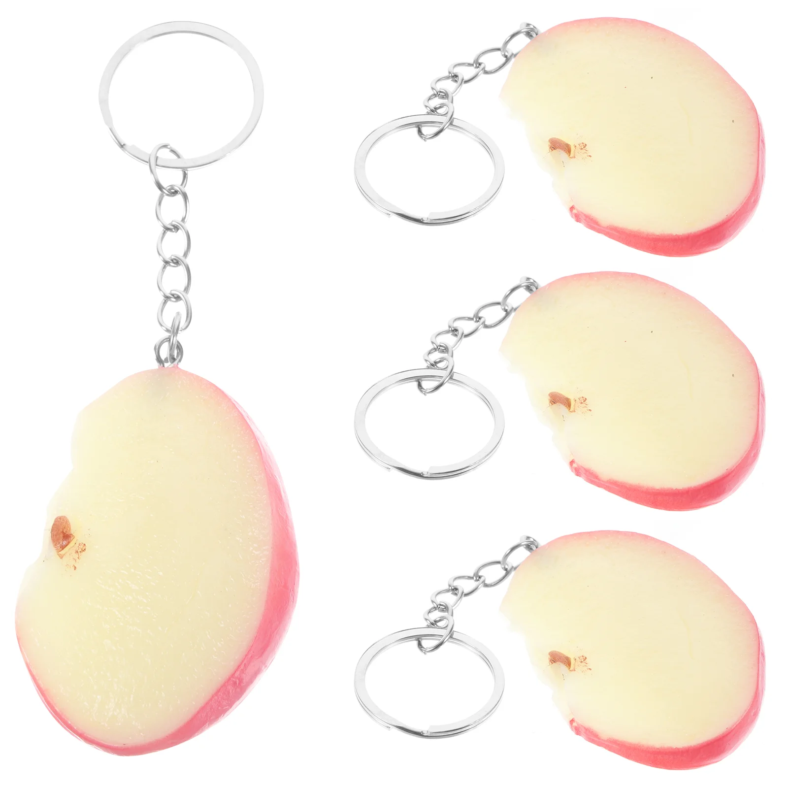 4 Pcs Kiwi Slices Key Rings Fruit Pattern Chain Decorative Pendant Charm Hanging Ornament Bag Wallet Decorate