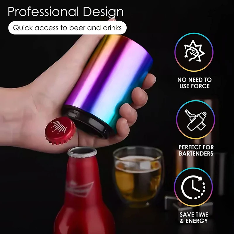 New Automatic Beer Bottle Opener Magnetic Stainless Steel Push Down Beer Can Opener Kitchen Bar Portable Jar Corkscrew Gadgets