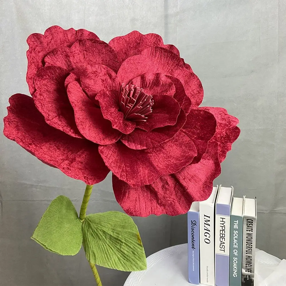 New 30/40/50cm Simulation Velvet Peony Flowers Red Giant Artificial Fake Flower Home Decor Photograph Props Rose Flower Head