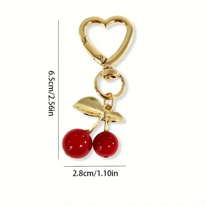 Cherry Blossom Heart-Shaped Keychain Stylish Bag Charm & Car Accessory Durable Lobster Clasp Fashionable Romantic Token of Love