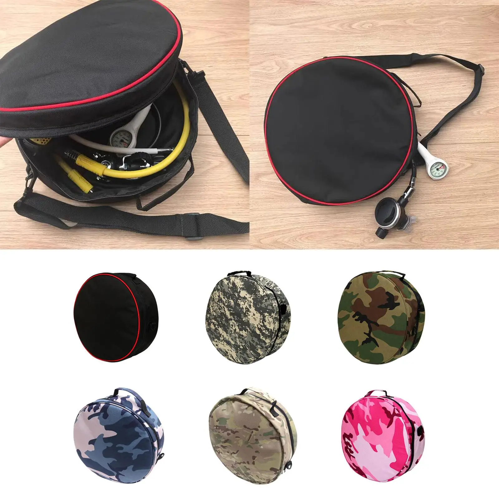 Scuba Diving Regulator Bag Nylon with Adjustable Shoulder Strap Storage Bag Round Diving Pouch BCD Regulator Gear Holder