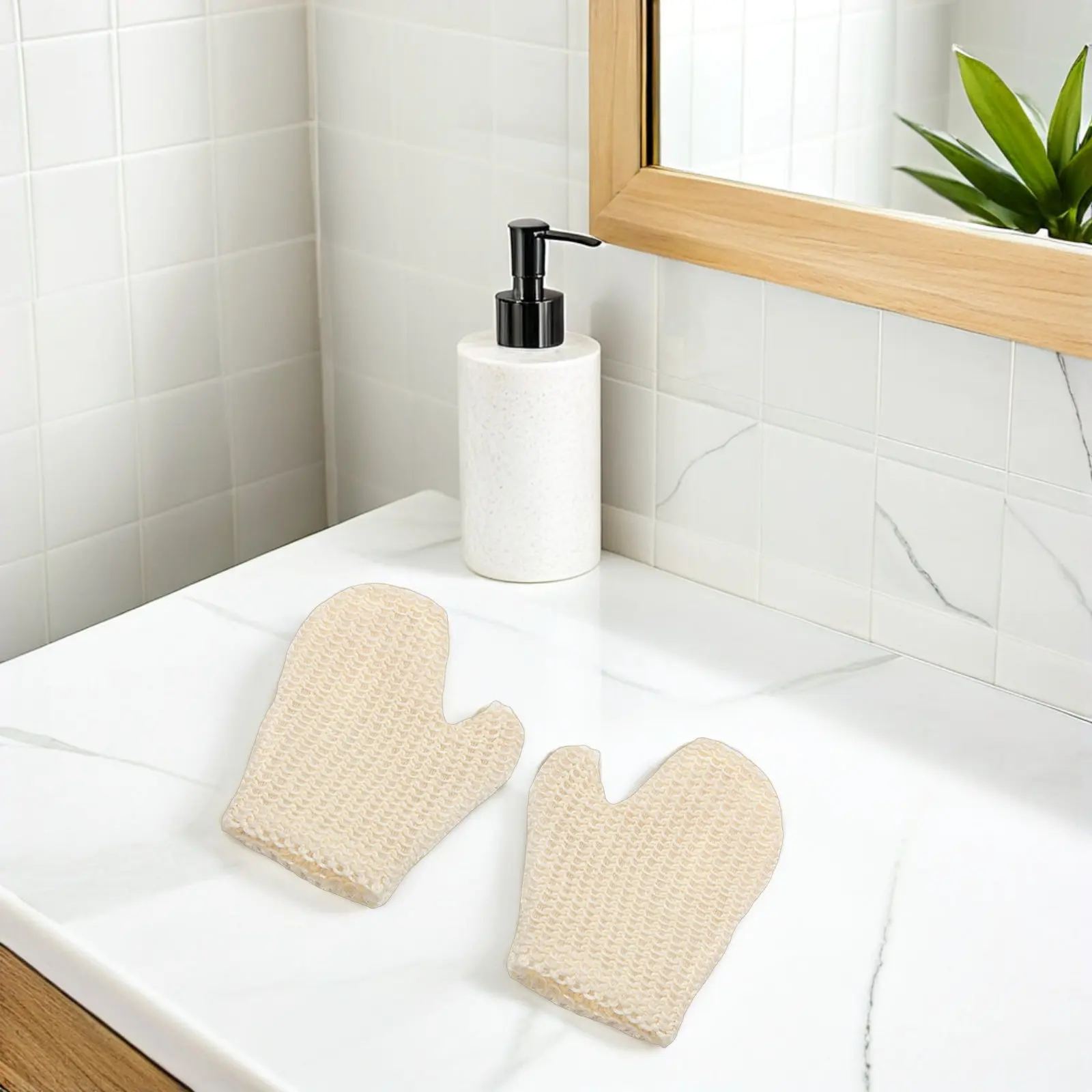 2Pcs Exfoliating Bath Towel Sisal Scrub Mitten for Cleaning Blackheads Enlarged Pores Circulation Boost Shower Towel