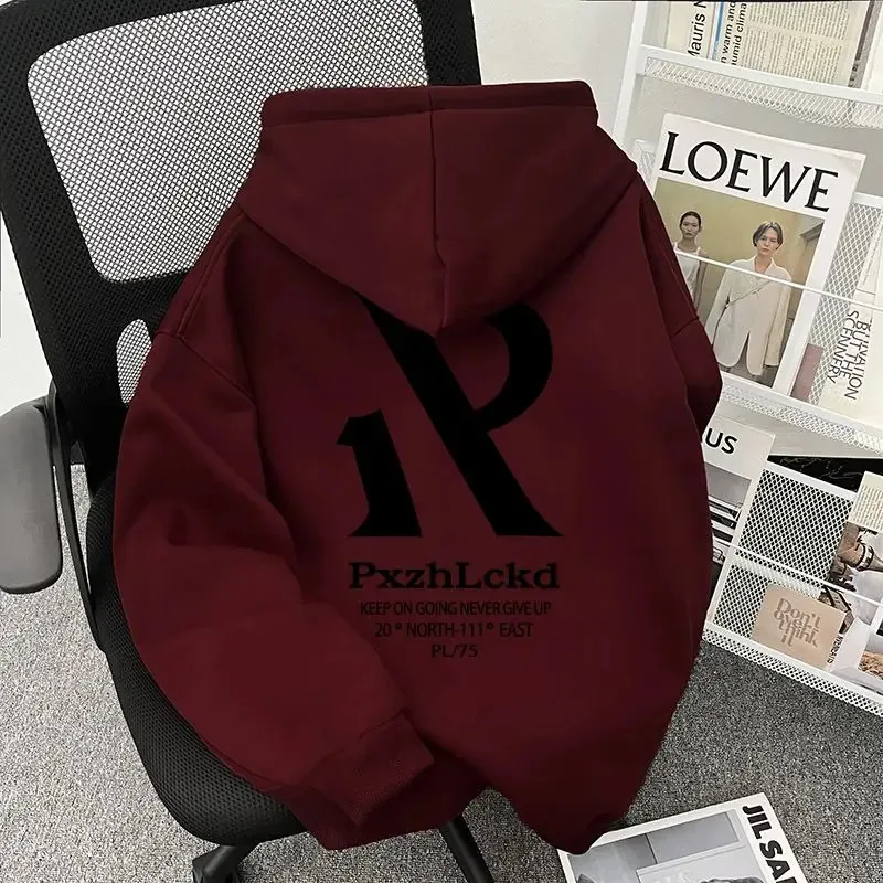 

Men's Autumn Winter American Style Letter Print Trendy Brand Hooded Sports Sweatshirt Fashion Streetwear Long SleeveComfortable