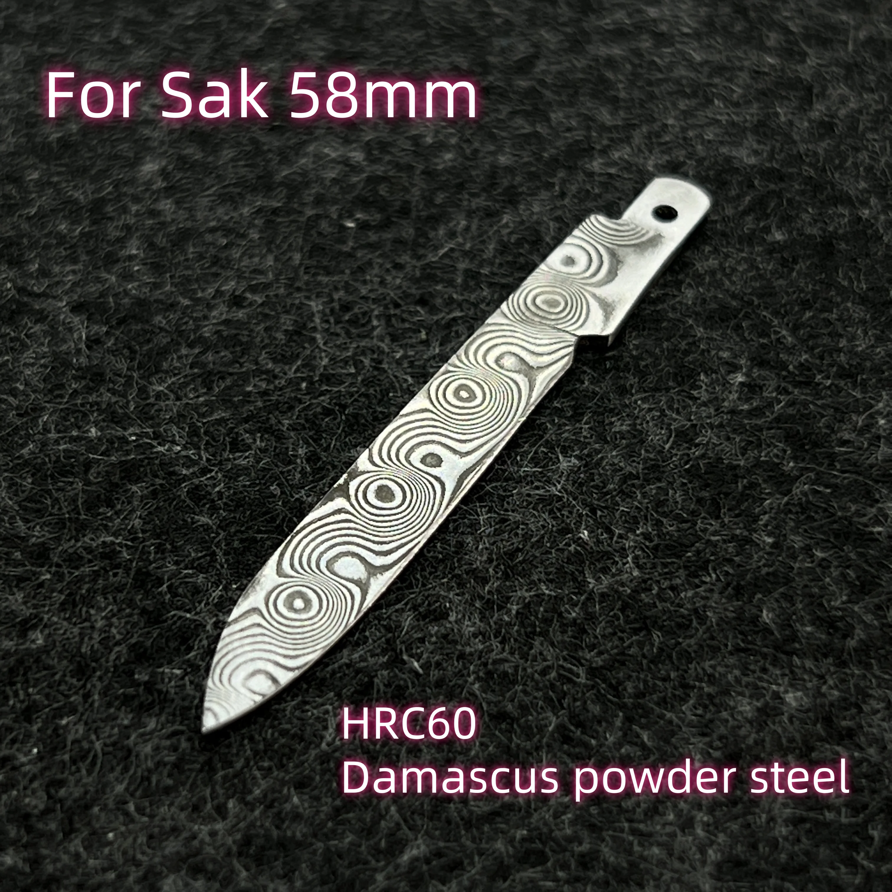 Hoja reemplazable de acero en polvo de Damasco hecha a mano para cuchillo del ejército suizo Victorinox de 58mm, hoja grande SAK, accesorios DIY