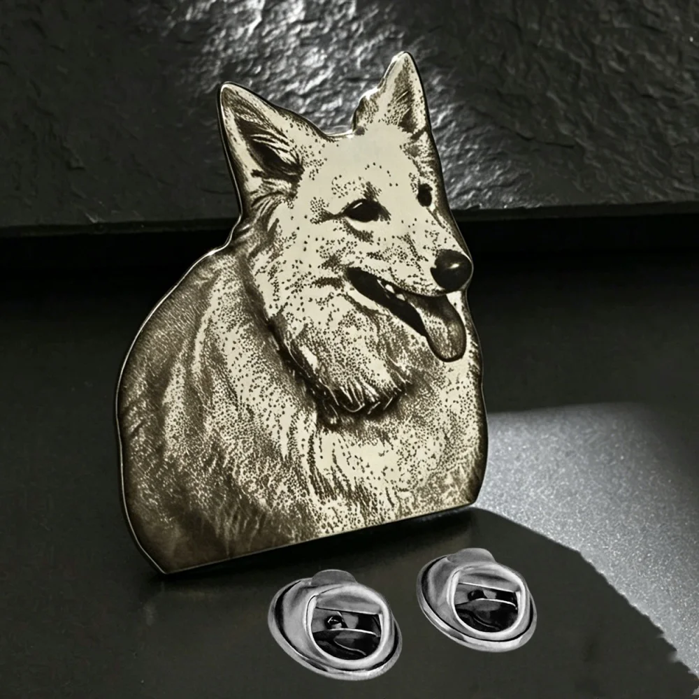 Customized Pet Portrait Photo Brooch Stainless Steel Personalized Dog Animal Picture Pin Badge Forever Pet Memorial Keepsake Gif view 3