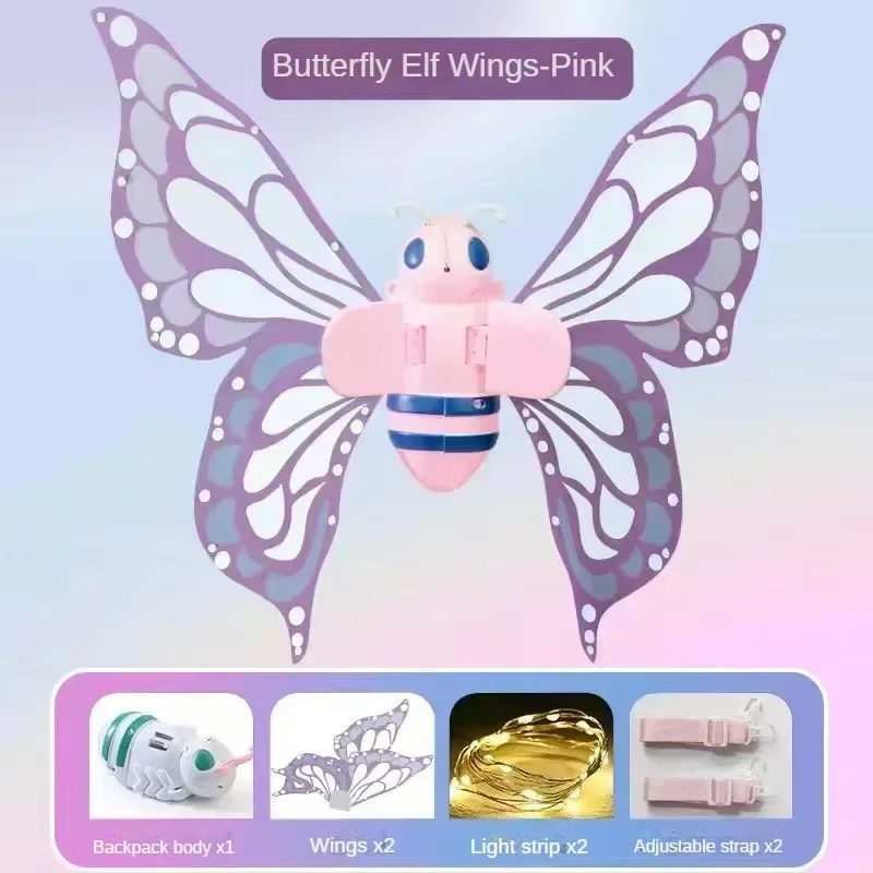 Electric Butterfly Wings for Girls with Dazzling Lights And Sound Effects Children's Elves Winged Angel Costumes Luminous Toys