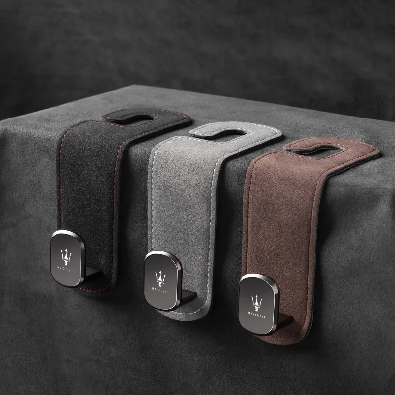 Suede Car Seat Back Hidden Hooks Hanger Bag Storage Holder For Maserati Quattroporte Spyder Levante Coupe GranTurismo Accessory