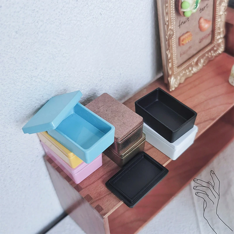 Miniature Food Play Scene Model Doll House Accessories Mini Square Box, Storage Box, Snack Candy Box