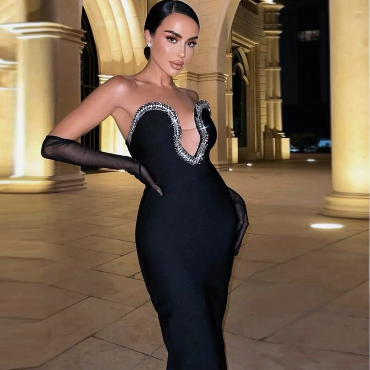 Celebrity Fashion Dress Women Off the Shoulder Sexy Bodycon Long Dress Rayon Bandage Evening Party Dress Red Carpet Dress