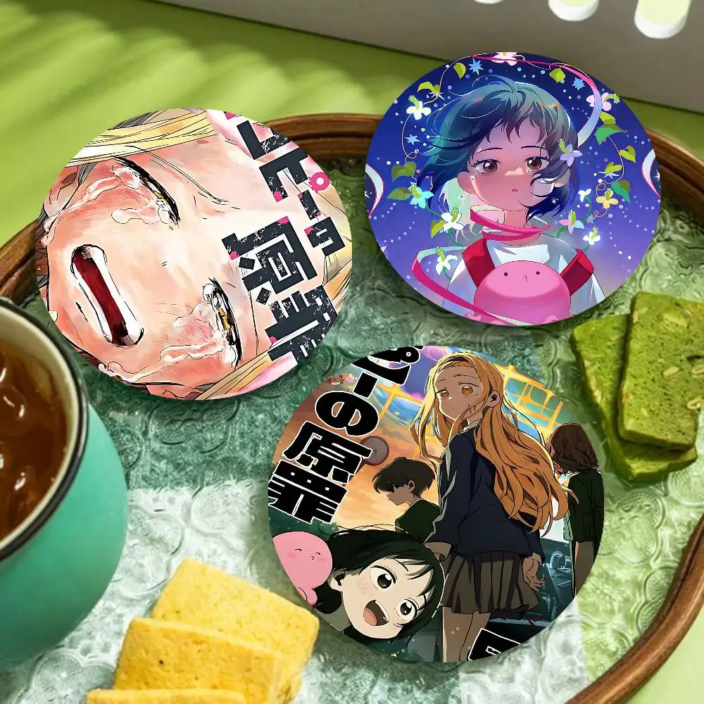 popular Anime T-takopi O-original sin comic Round Coasters Insulated Durable Cups Coffee Coaster Plate Mats Home and Decoration