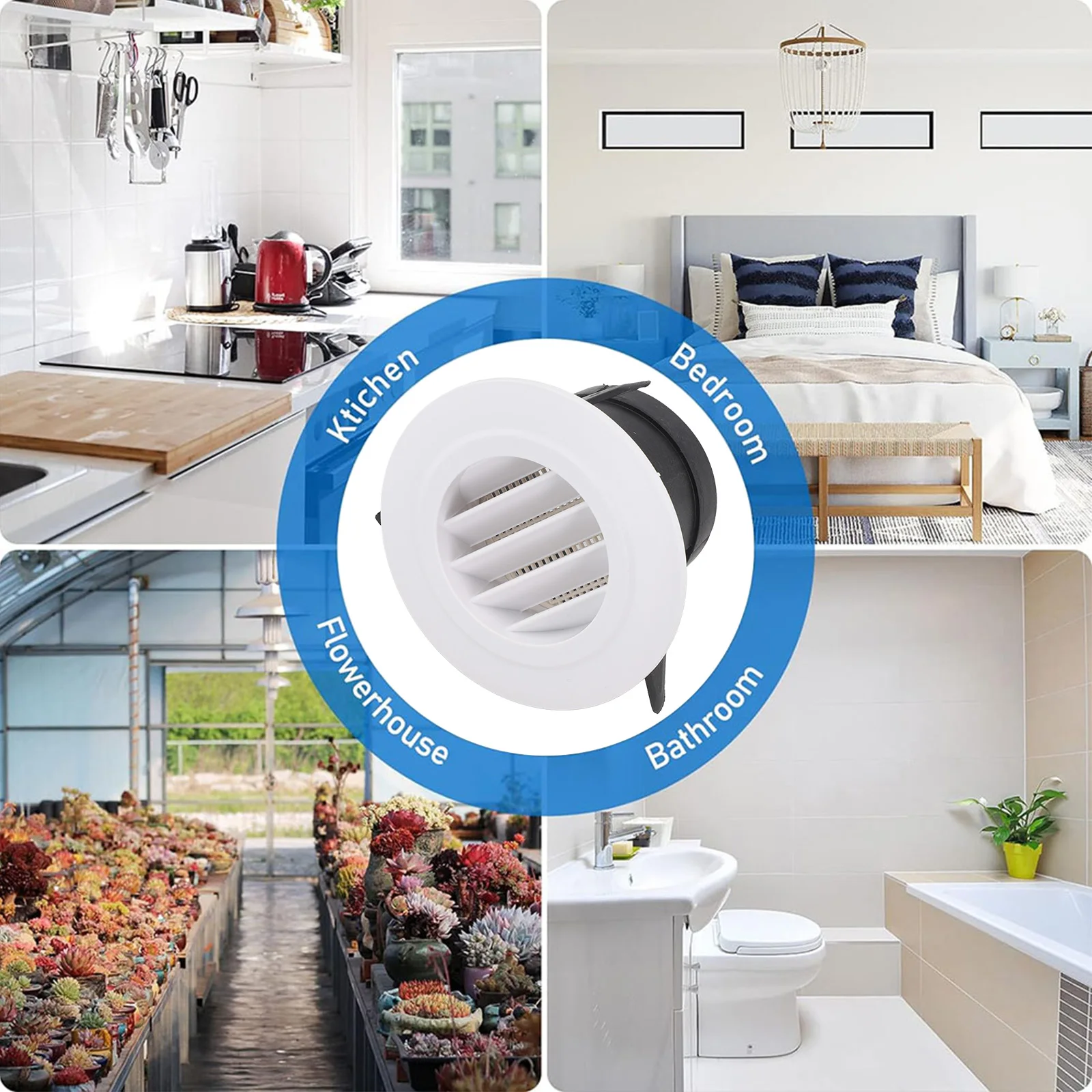 1pc Air Vent Extract Valve Grille Air Circulation Louvered Vent Cover Round Ducting Ventilation Cover 75mm 100mm 125mm Duct Vent