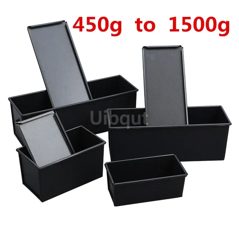 Caja de Pan antiadherente negra con tapa, molde de hierro para tostadas, utensilios para hornear de cocina, herramienta para hornear pasteles