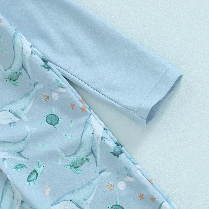 Baby Boy Whale Print Swimwear Set with Hat 5