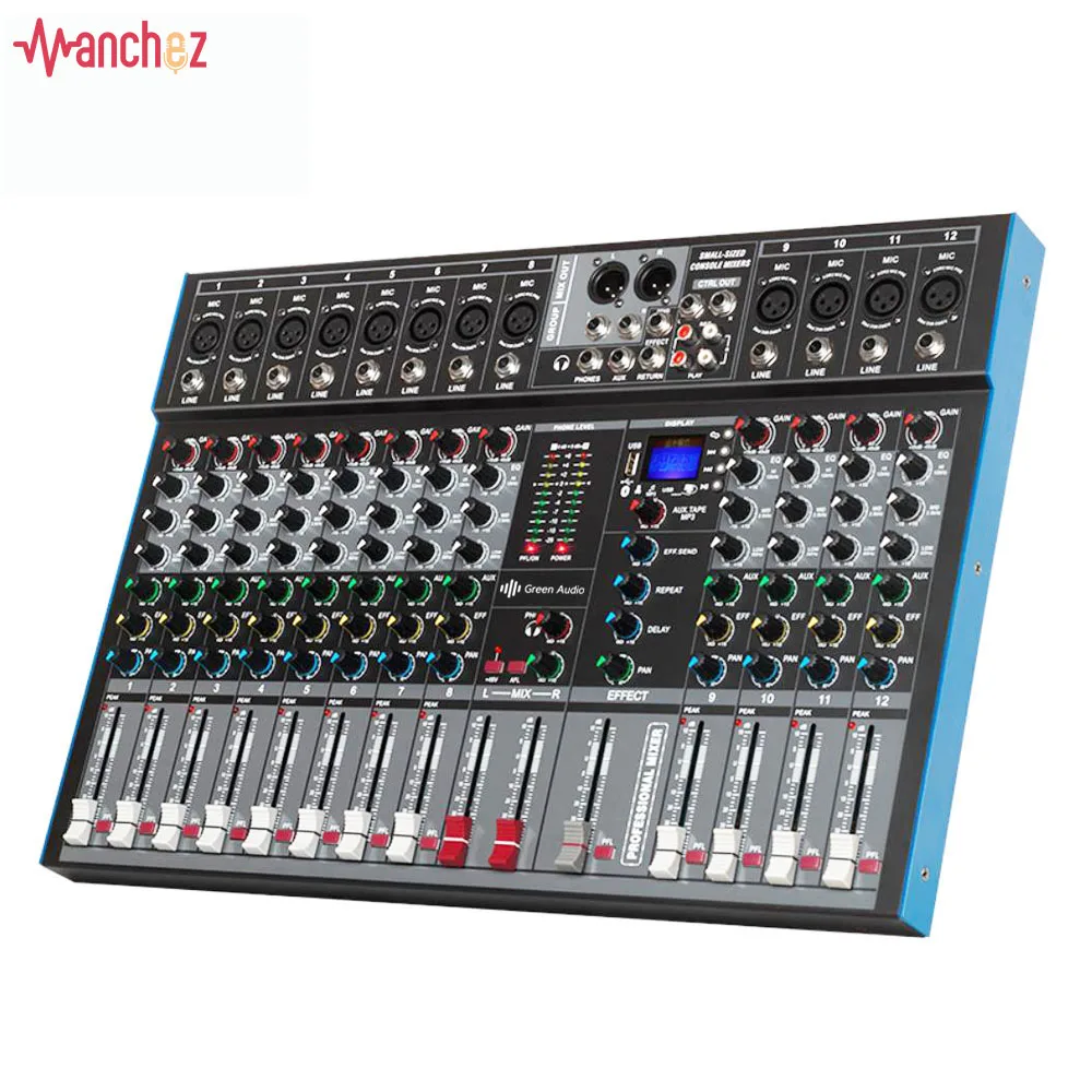 JIBOSH-ET12 Professional 12 channel mixer single group output with effect reverb for stage wedding performance