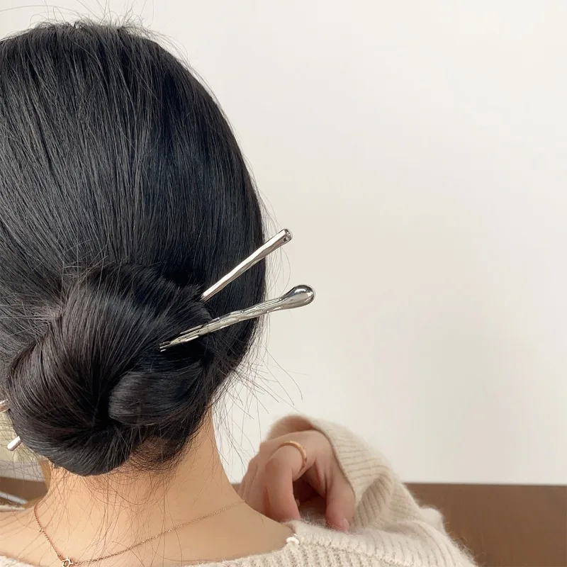 Hot selling women's niche personalized antique metal liquid hairpin, antique style qipao hairpin fashionable hairpin