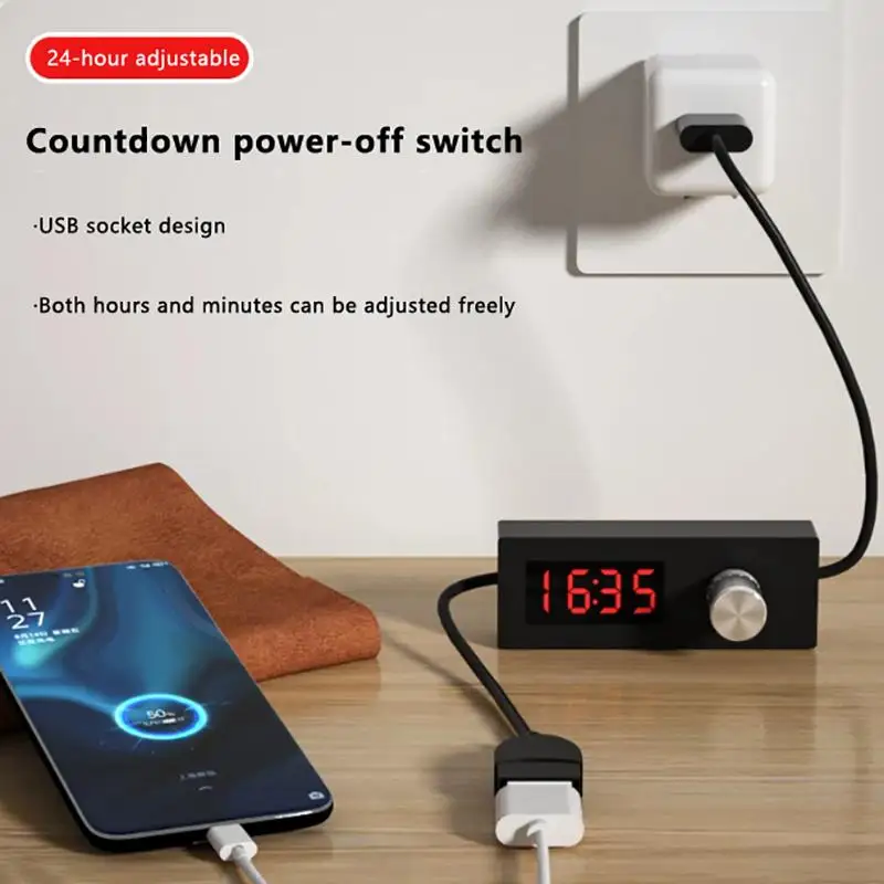 

Reliable Digital Display USB Timer Switch Portable Adjustable Power Off Switch 5V Switching Cord Auto Shut Off Power Management