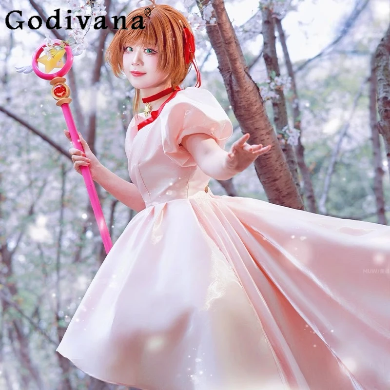 ピンクのイブニングプリンセスドレス女性のための半袖帽子コスプレ衣装ドレス女性の夏のコスプレフェスティバルドレス