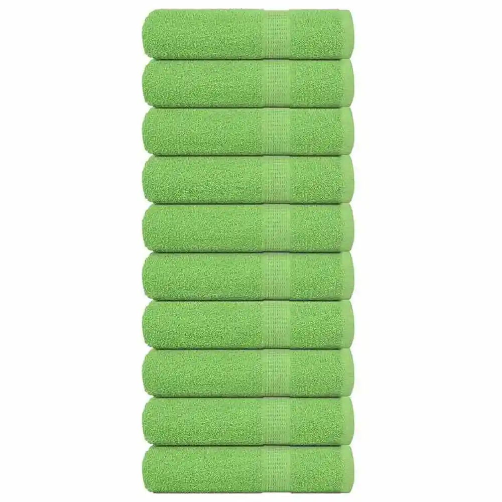 Lot de 10 serviettes vert pomme, 50x100cm, 360g/m², 100% coton de haute qualité, excellent rapport qualité-prix pour la maison/voyage