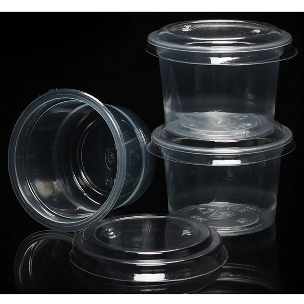 

100 шт., 120 мл, одноразовые чашки для соуса, полипропиленовый материал, герметичный для приправ, йогурта, желе, пудинга, десерта, вечеринки, свадьбы