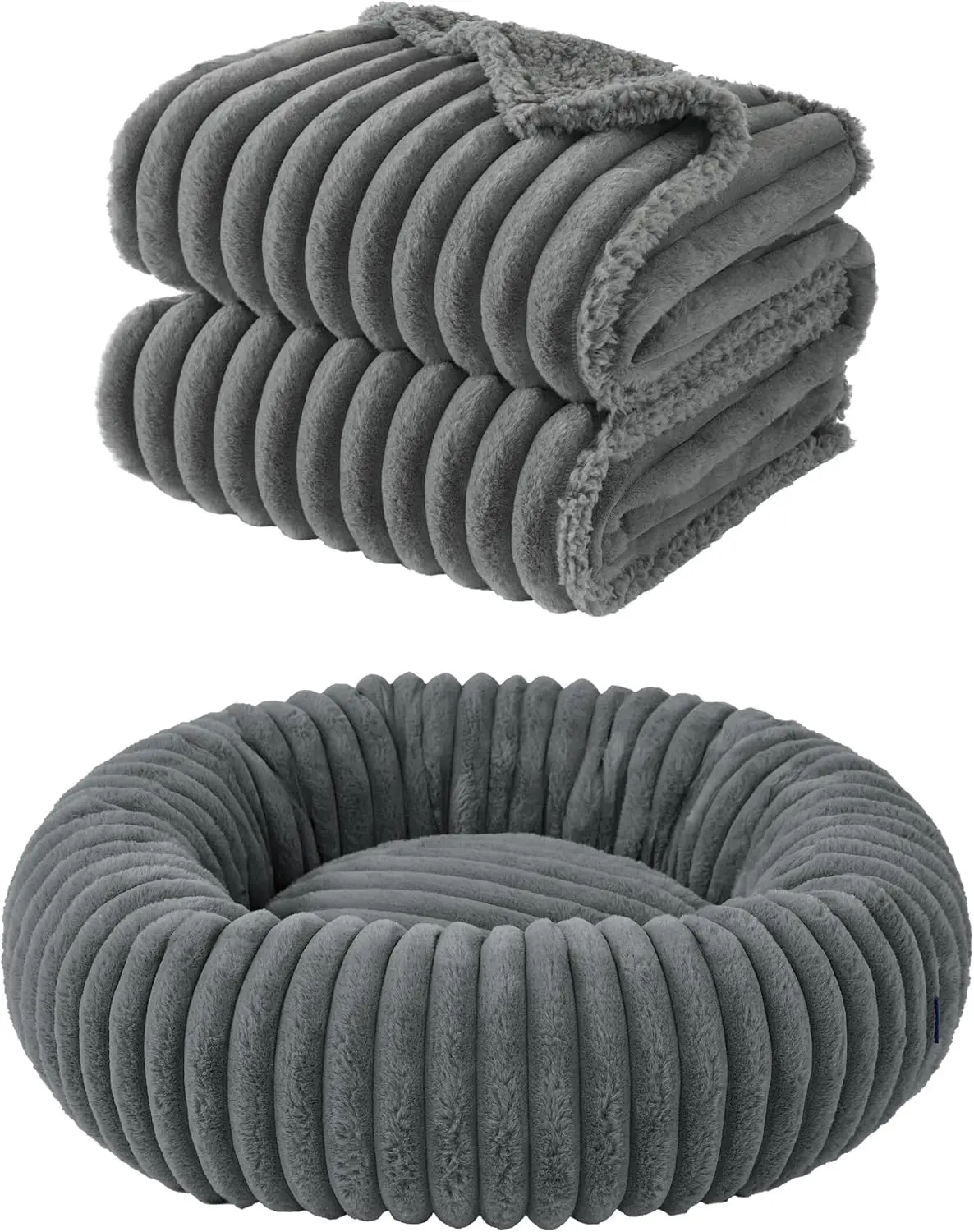 

Donut Large Dog Bed 30x30x8 inches with Waterproof Dog Blankets for Medium Dogs 30'x40', Warm Grey