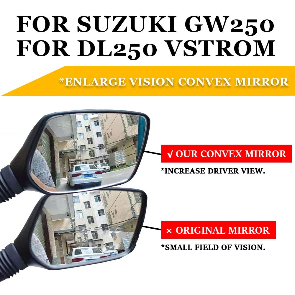 For Suzuki DL 250 V-Strom GW250 DL250 Vstrom GW 250 Accessories Increase Driver Vision Rearview Mirrors Convex Mirror View Lens