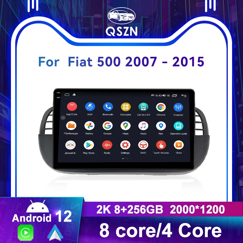 

QSZN For Fiat 500 2007-2015 2din Android 12.0 Car Radio Multimedia Video Player GPS Navigation 4G Carplay Head unit