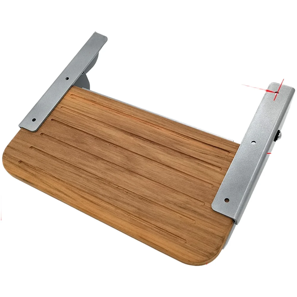 12inch Marine Grade Folding For Pedal Aluminum Alloy with Teak Wood Elements White Grey Paint Finish for Yacht RV Use