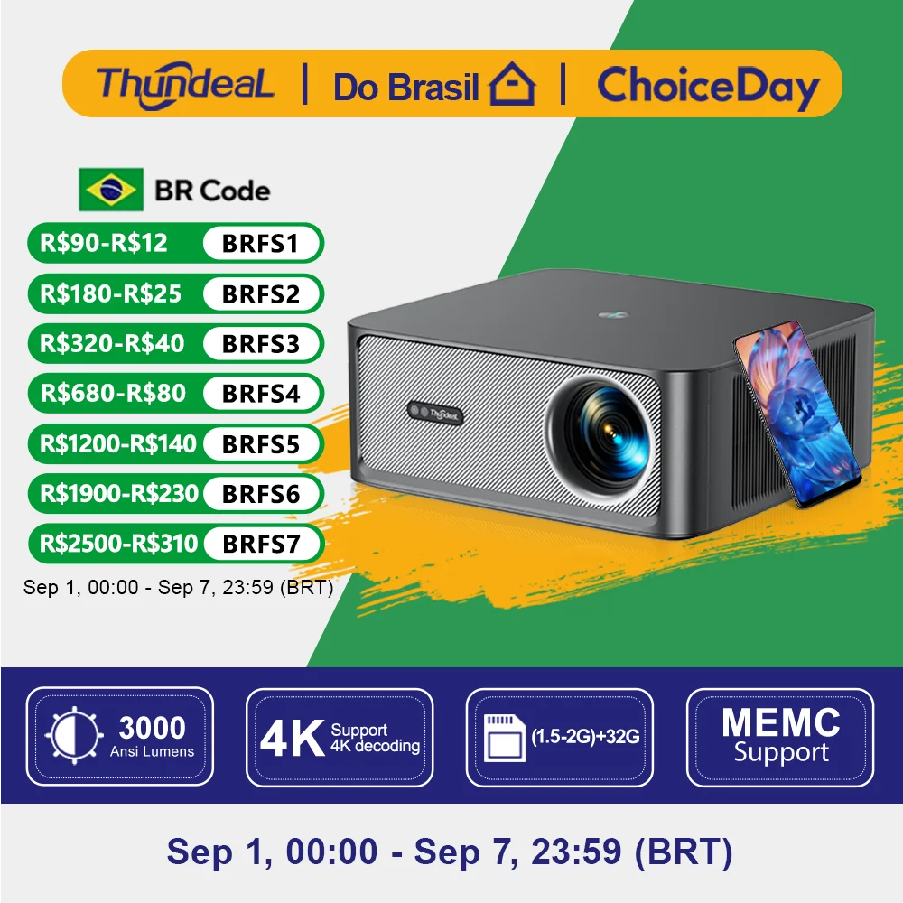 ThundeaL TD98 Pro: Projetor Inteligente Portátil 4K Full HD