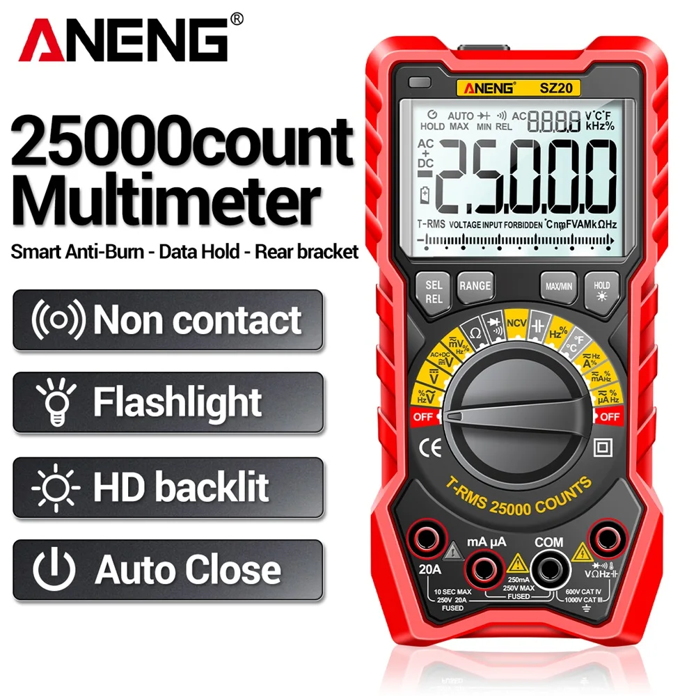 ANENG SZ20 25000 Counts Multimeter Smart Manual Range Meter  AC/DC Current Meter Voltage Tester for Car Ohm Temp Capacitor