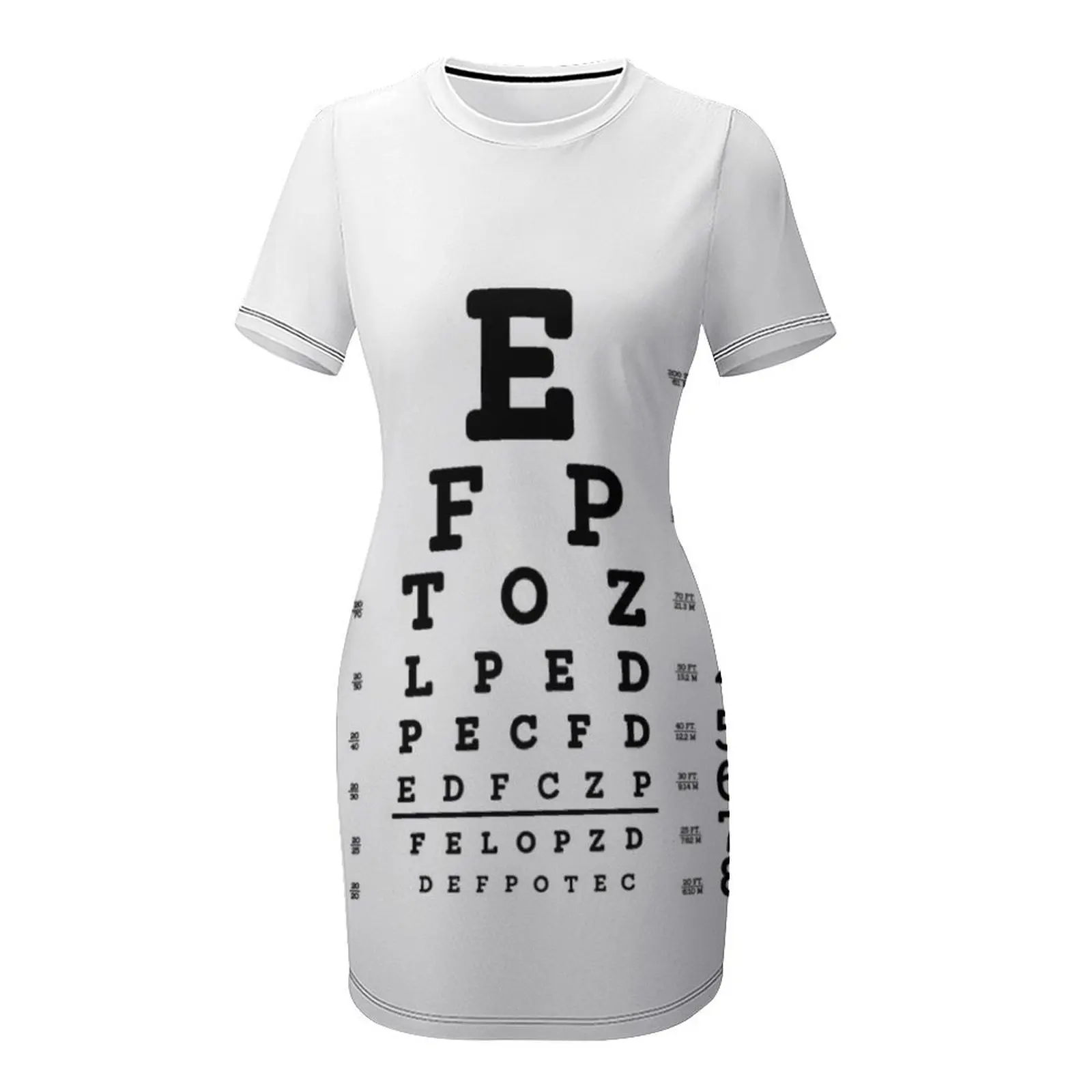 Snellen Eye Chart vestido manga curta para mulheres, vestido de aniversário luxuoso 2024