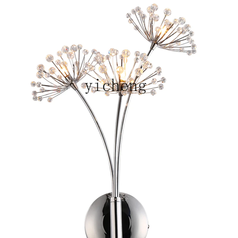 

ZK Living Room Background Wall Decorative Lamp Ins Style Bedroom Bedside Lamp Light Luxury Dandelion Crystal Wall Lamp