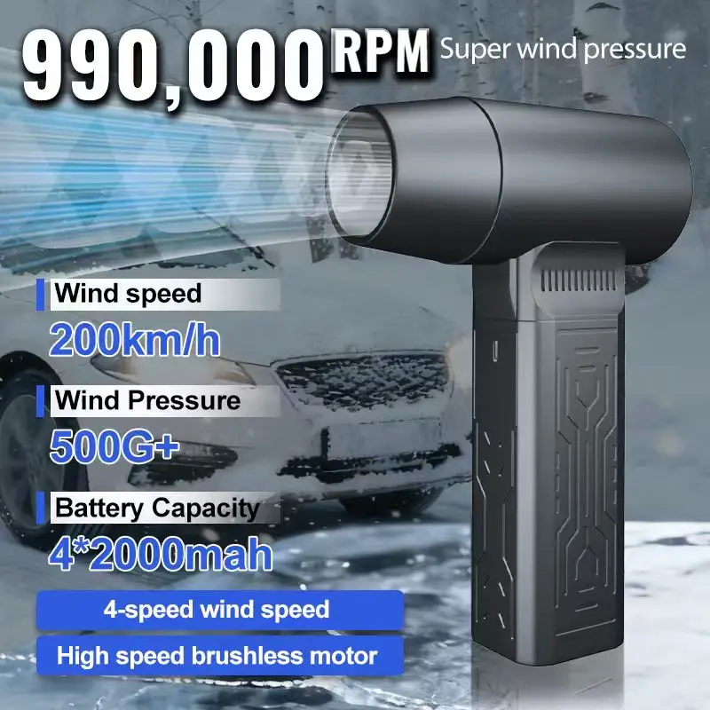 990000RPM Electric Turbo Fan Brushless Air Blower 10000mAh Motor High-Speed Violent Turbo Fan Rechargeable Powerful Dust Blower