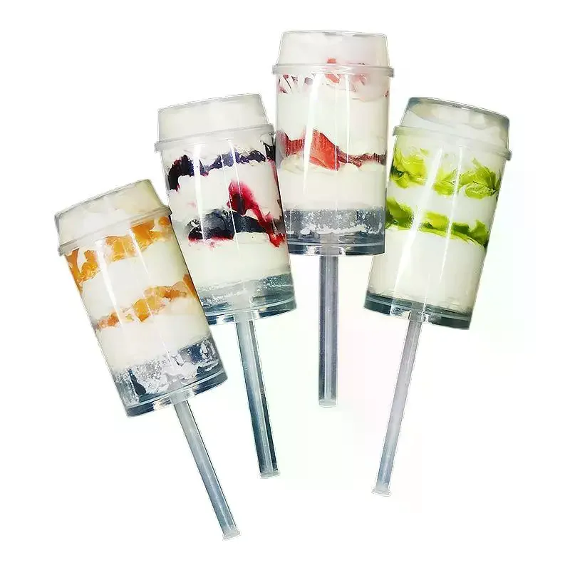 10pcs Pushable Cake Holders Diy Push Cake Mold Cylinder Shaped Cake Pusher Push Pops Plastic Containers With Lids For Kitchen view 5