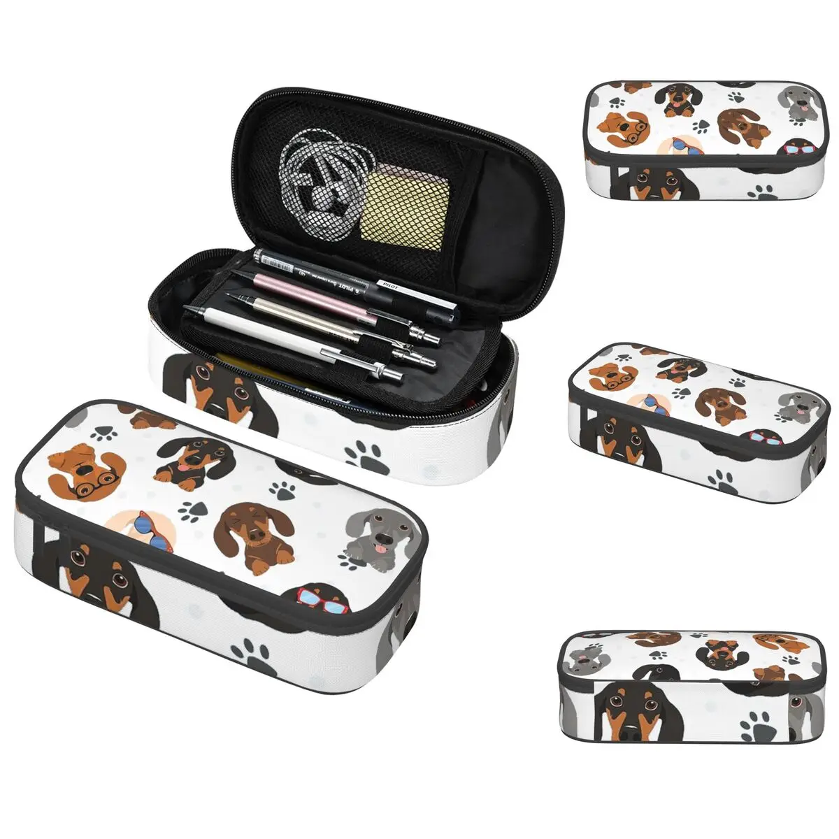 مقلمة Happy Dachshund Sausage Dogs للأطفال صندوق القلم المدرسية حقيبة أقلام رصاص لوازم القرطاسية حقيبة حامل القلم