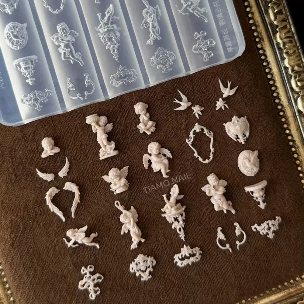 

1Pcs Vintage Court 3D Acrylic Silicone Nail Art Mold Decorations Angel Wings Arrow Bird Love Nail Art Template Mold Charm Gift