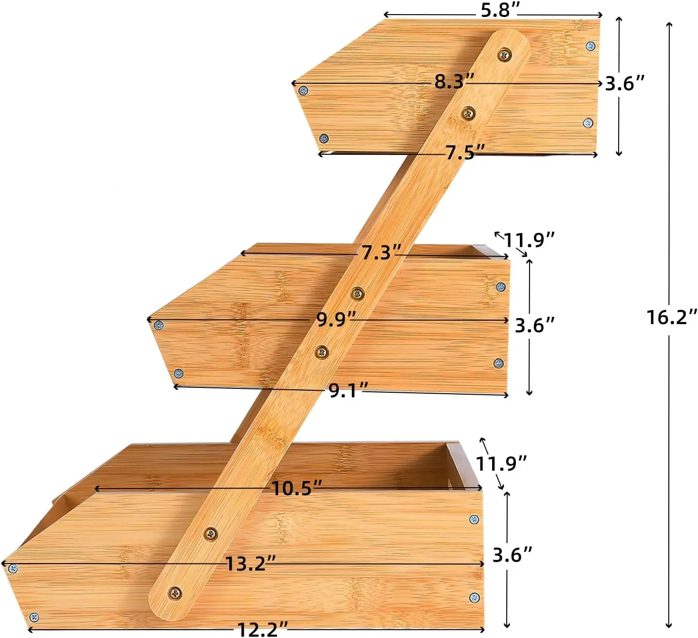 

Fruit Basket, 3 Tier Bamboo Fruit Bowl for Kitchen, Fruit Stand Storage Holder, Heavy Duty/Large Capacity Countertop Organizer