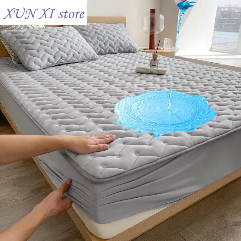 New 3pcs Waterproof Bedding Set 1pc Mattress 2pcs Pillowcase Soft Comfortable Fitted Sheet Washable Durable Mattress Protector