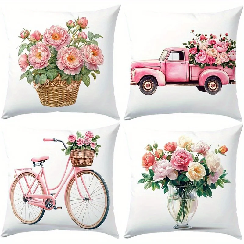 

Домашний декор, розовые цветы на винтажных предметах, наволочки с узором, чехол для подушки, подходит для дивана, спальни, автомобиля, наволочки