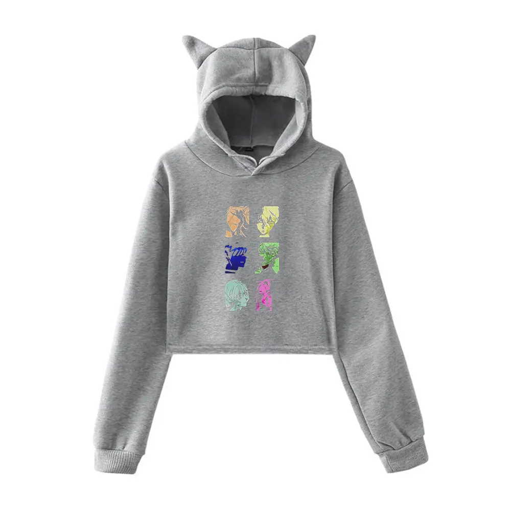 Alien Stage Merch Vintage anni '90 Streetwear logo Felpa con cappuccio Felpe con cappuccio per ragazze Cat Ear Crop Pullover sportivo alla moda
