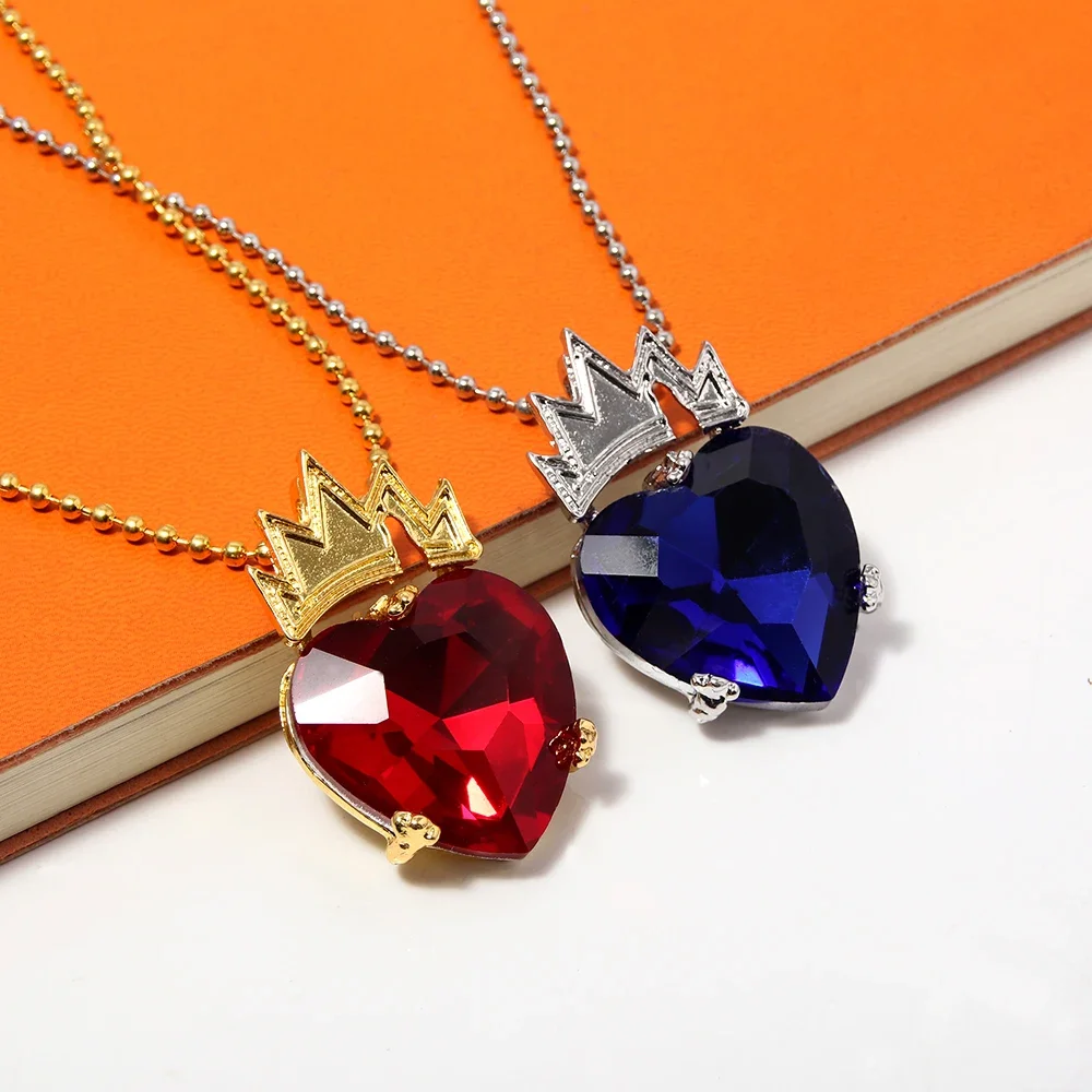 Movie Descendants Necklace Evie Fairest Red Heart Crown Pendant Necklace for Women Jewelrry Accessories