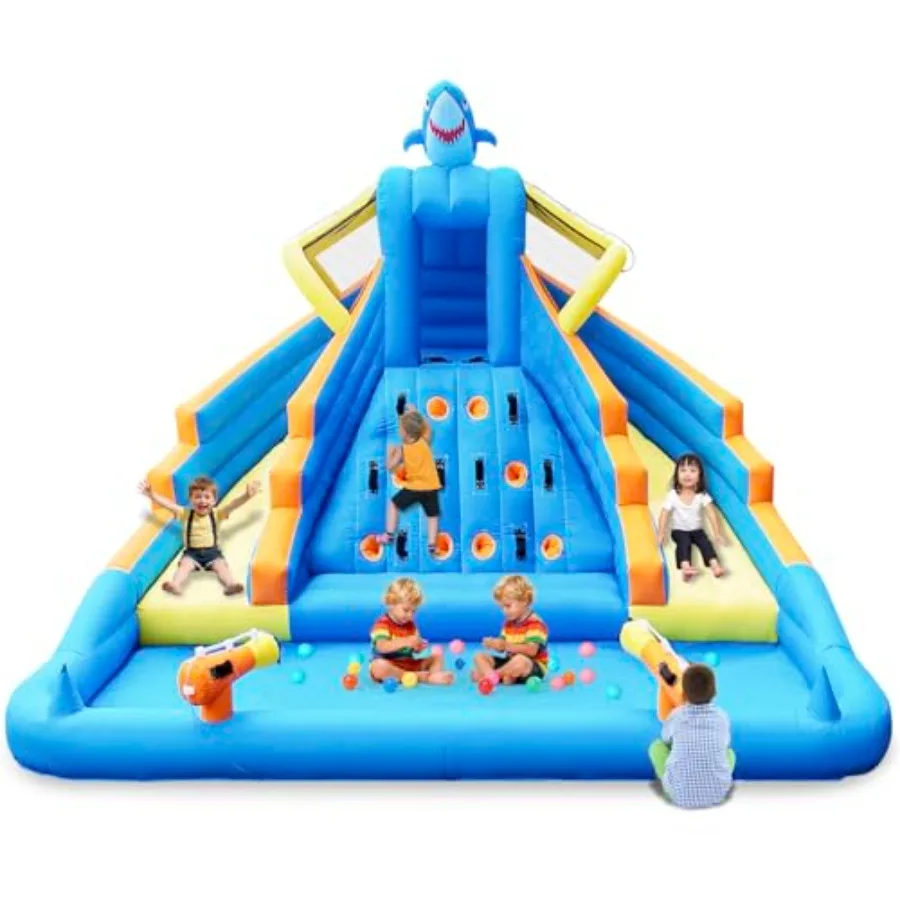 

Надувной батут-аквапарк 13 футов с двойной горкой, бассейном, скалодромом, водными пушками и вентилятором 680 Вт