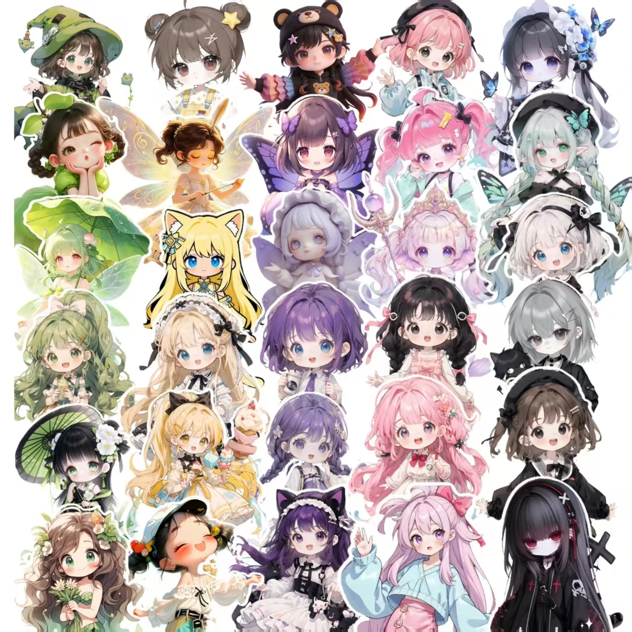 72PCS Cute Cartoon Sweet Kawaii Chibi Girl Stickers Waterproof DIY Decals for Hand Account Diary Notebook Scrapbook Phone Case