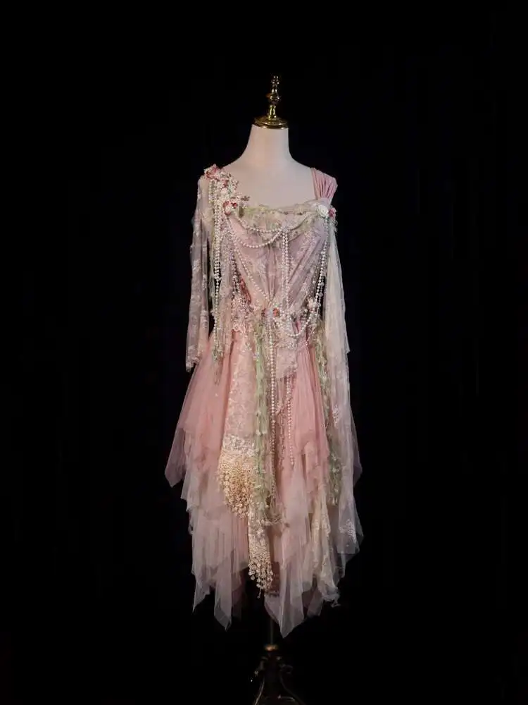 

Original Pink Green Elf Girl Photography Travel Photography Internet Celebrity Live Streaming Clothes Lawn EDC Electronic Dress