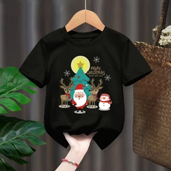 Christmas T Shirt Kids Fashion Christmas Santa Dinosaur T-shirt Kids Everything Top Boys Clothes Girls Clothes