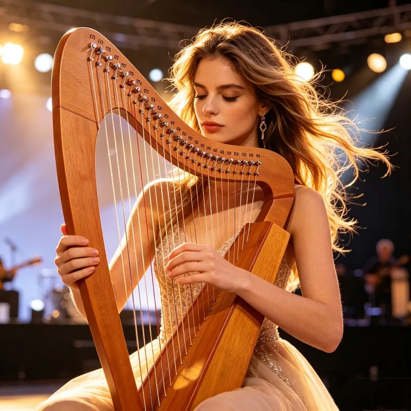 8/15/19/23 String Wooden Lyre Harp Adjustable Tuning Portable Lyre Harps Beginner Practice Harps Professional Music Instrument
