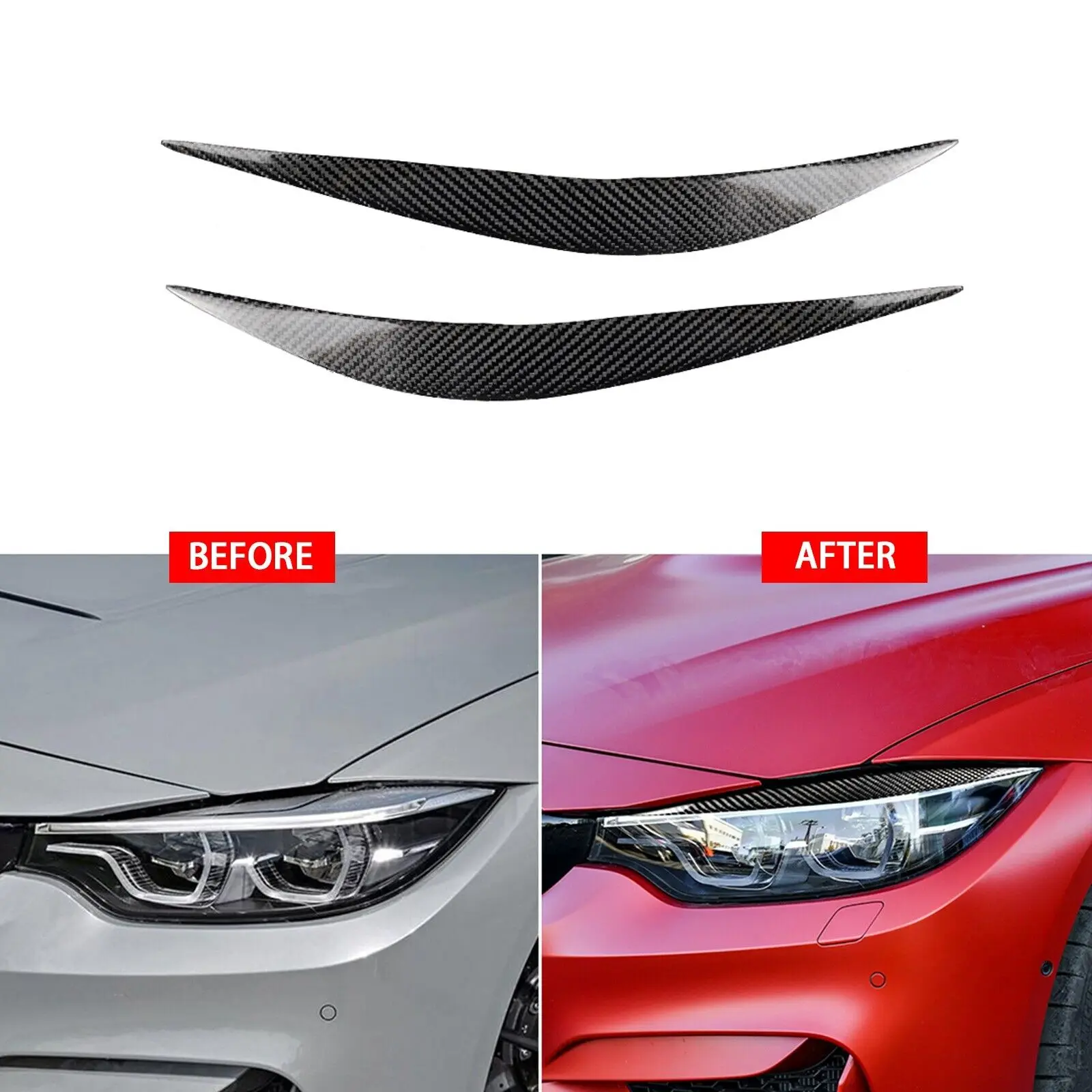 

2pcs Carbon Fiber Car Headlight Eyebrow Eyelid Trim Cover Car Sticker Accessories For BMW 4 Series F32 F33 F36 M3 F80 M4 F82 F83