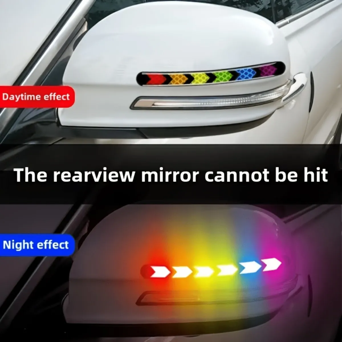 Car Reflective Anti-Collision Strip Color Gradient Arrow Rearview Mirror anti Scratch and anti Scratch Safety Warning