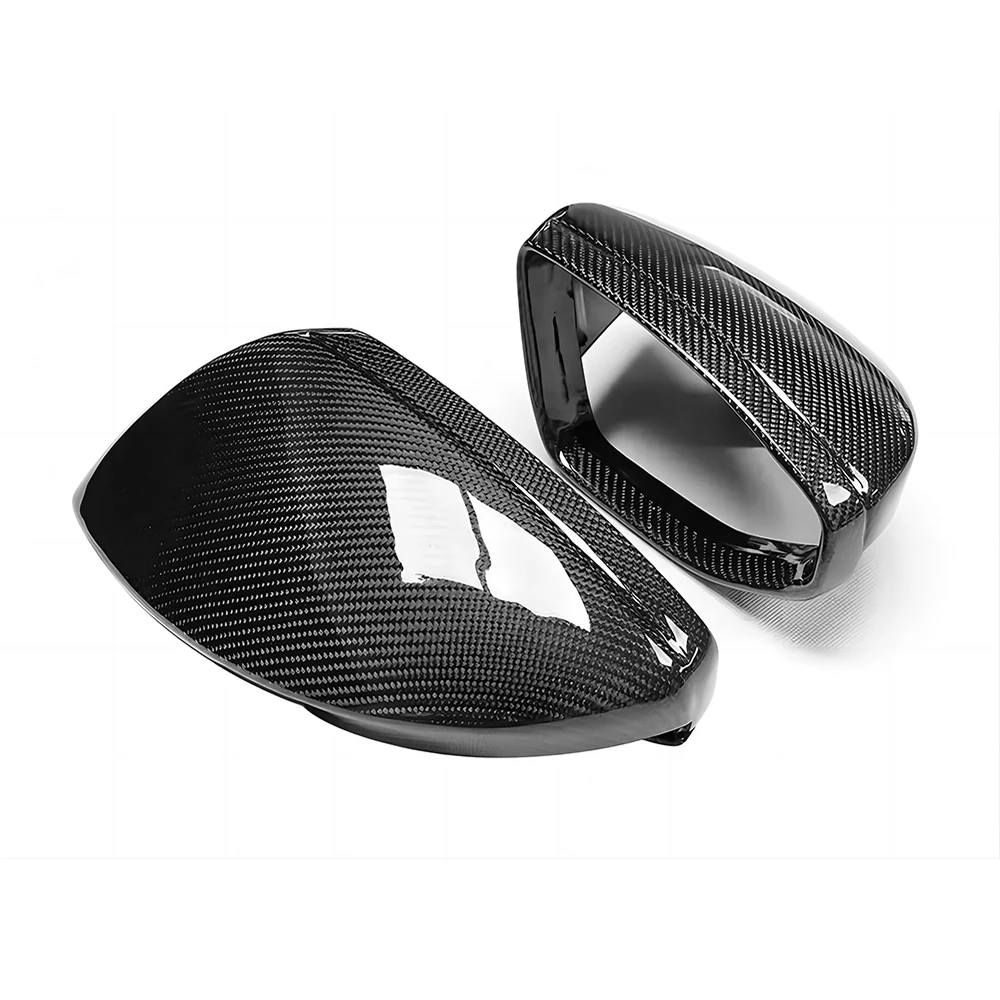 Replacement Rearview Side Mirror Covers Cap For Audi 18-23 A8 S8 E-Tron Carbon Fiber Casing Shell Without Blind Spot Assist