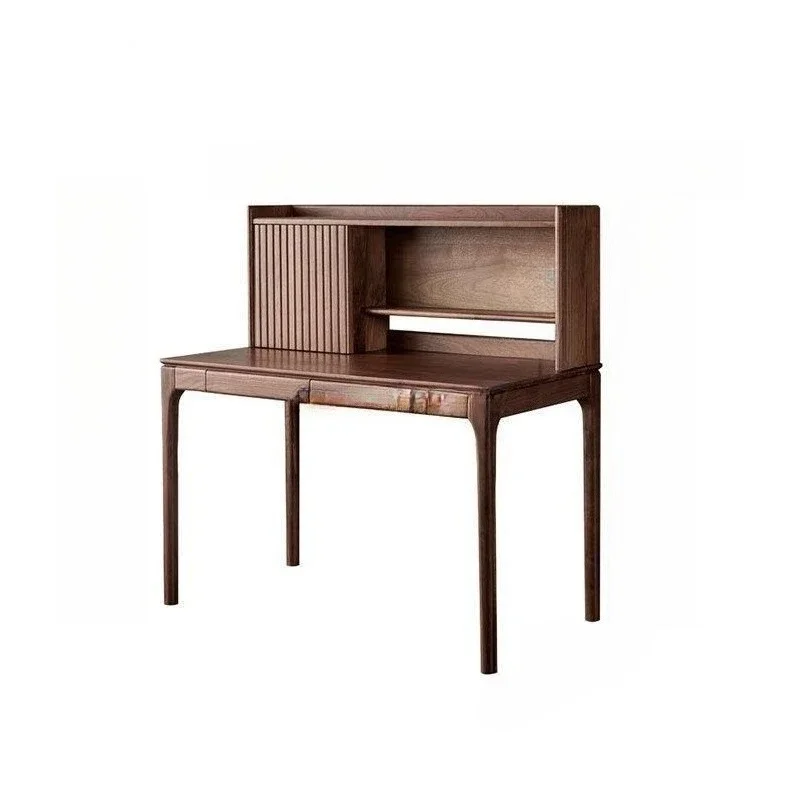 

Nordic black walnut solid wood desk bookshelf simple solid wood desk bedroom dresser multi-functional study table